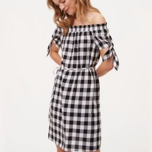Loft black and white checkered dress